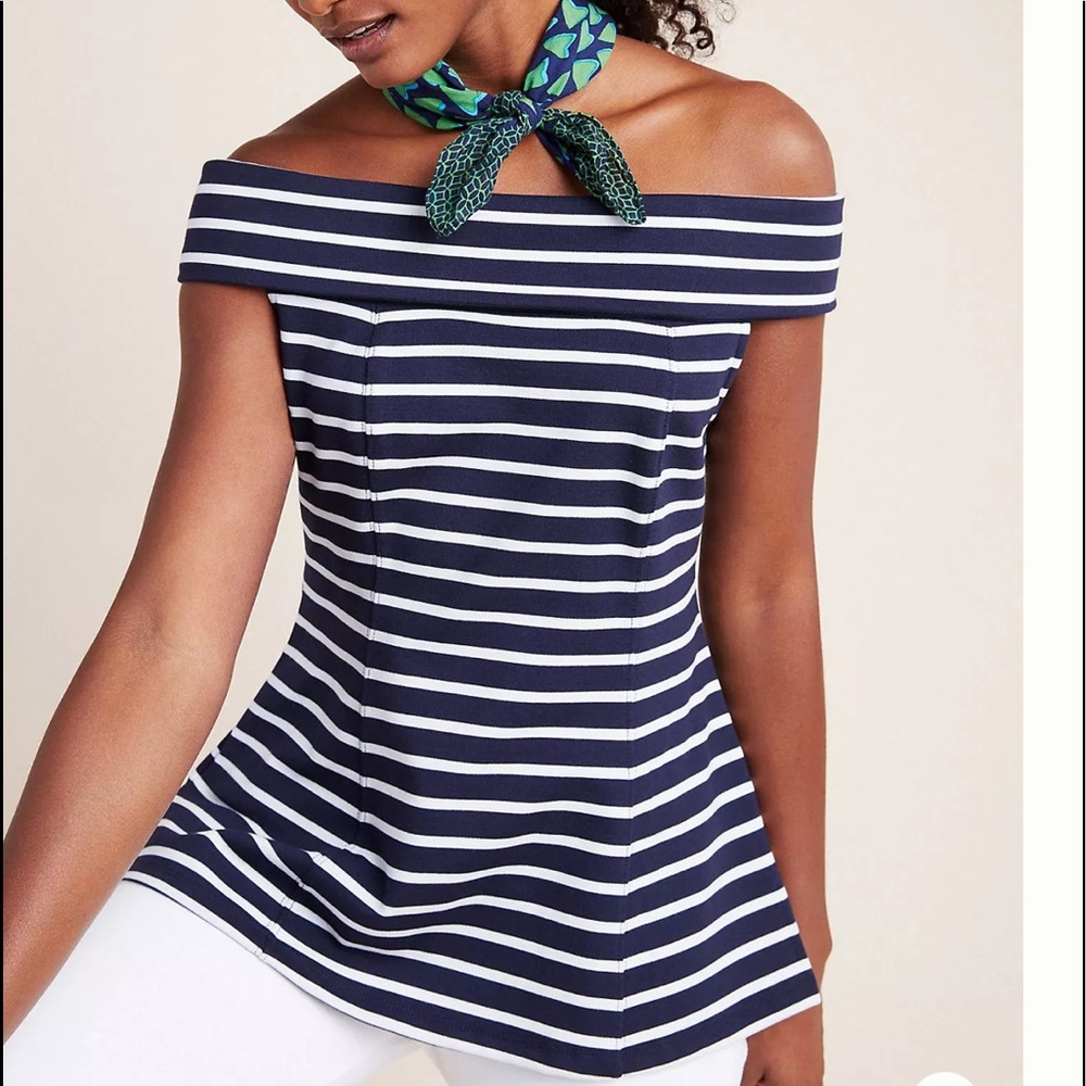 Maeve AnthroNautical Structured Off-The-Shoulder Top size S